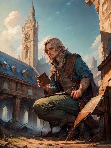 Personal thick Tudor Faramir, Writing poetry, concept art, Polychromatic, Concept artist