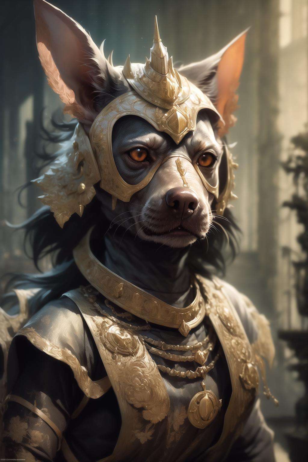 masterpiece, best quality, red theme, canine, realistic, furry, armor<lora:GPTS3 animals_258424:1>