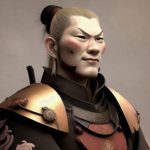 portrait of a samurai, fantasy, best quality, masterpiece, detailed armor, pale skin