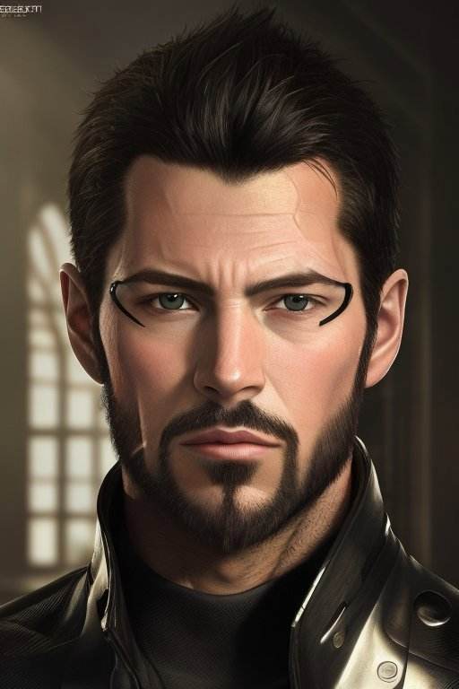 (masterpiece, top quality, best quality, official art, beautiful, detailed, aesthetic:1.2), <lora:adam_jensen-20:0.7>, jensen_dx, solo, looking at viewer, short hair, black hair, portrait, beard, mature male, realistic, Absurdres, hdr, ultra detailed illustration, extremely detailed face, RAW photo, skin pores, trending on deviantart,