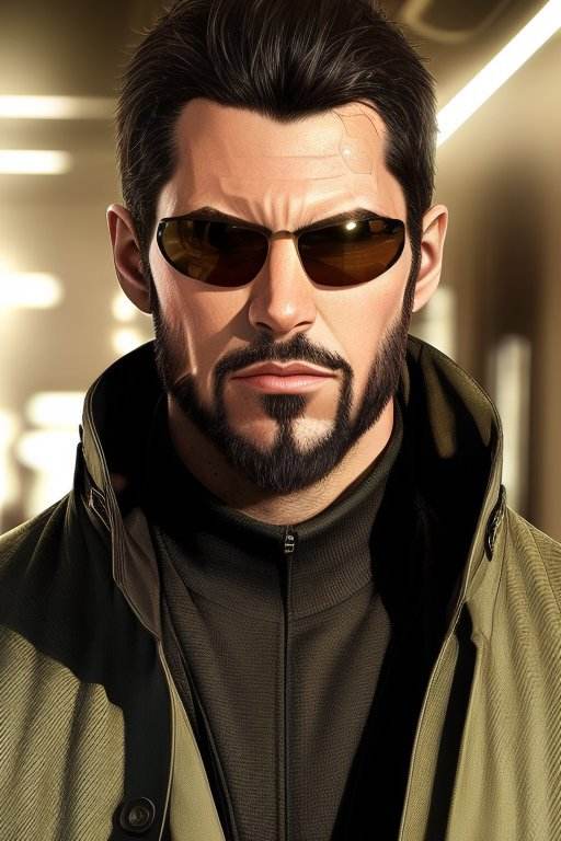 (masterpiece, top quality, best quality, official art, beautiful, detailed, aesthetic:1.2), <lora:adam_jensen-20:0.7>, jensen_dx, solo, looking at viewer, short hair, black hair, closed mouth, sunglasses, portrait, beard, realistic, mature male, trenchcoat, realistic, Absurdres, hdr, ultra detailed illustration, extremely detailed face, RAW photo, skin pores, trending on deviantart,