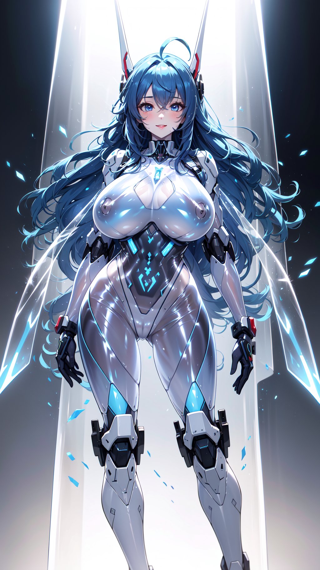 Full body:1, (Masterpiece), (Best Quality), (Extremely Detailed), Illustration, (High Resolution), High Quality, ((dynamic photo angle)), dynamic perspective,


((huge breasts)),(extremely huge breast), (wide hips), small waist, tall girl, voluptuous body, fitnes, pale skin, ((long hair)), (voluptuous girl), fitness girl, muscle girl


((Standing)) dynamic and sexy pose, dynamic pose, dynamic image, (sexy position, lewd position:1), tall girl, long legs

 
mechanical, cowboy shot, (translucent skin:1.5), leotard ,((biue bodysuit:1.5)), mecha girl, mecha dragón girl, sexy mecha girl:1, erotic mecha, (( mecha armor suit)),


(long hair, ahoge, blue hair), smile, blue eyes,helmdef,mecha