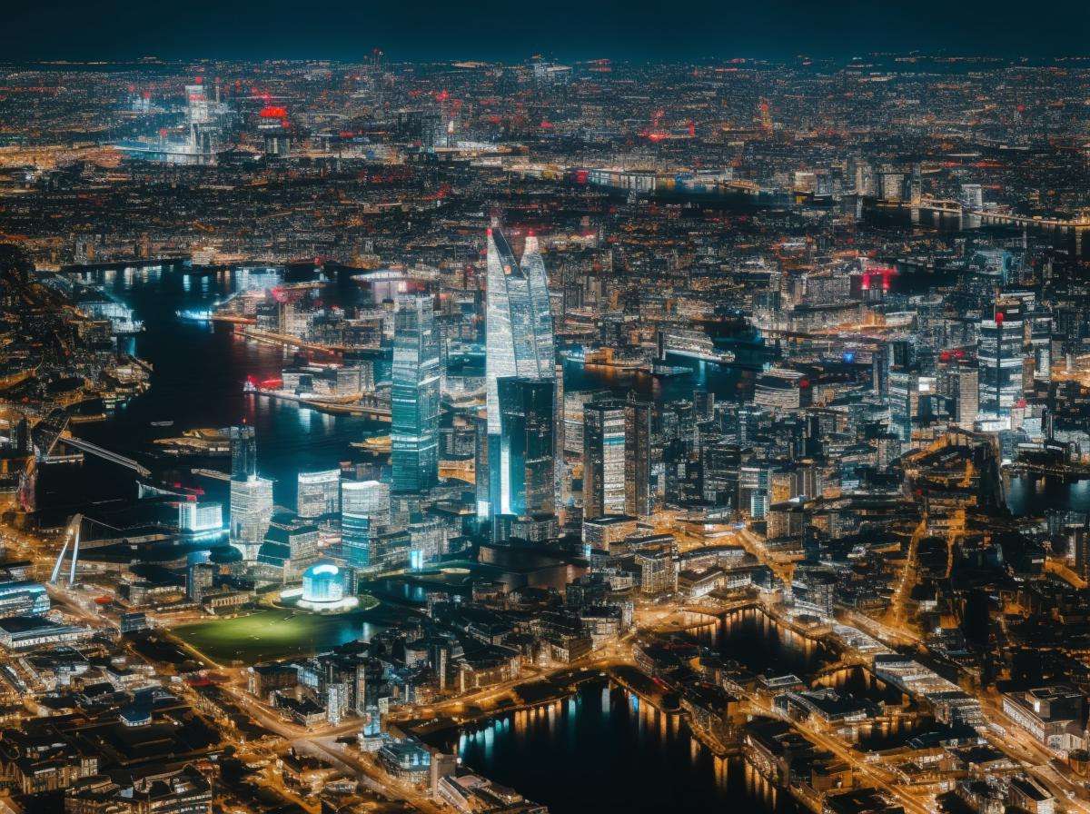 jzcg005,night，Aerial view of the city，scenery,city,city_lights,building,cityscape,, masterpiece, best quality,