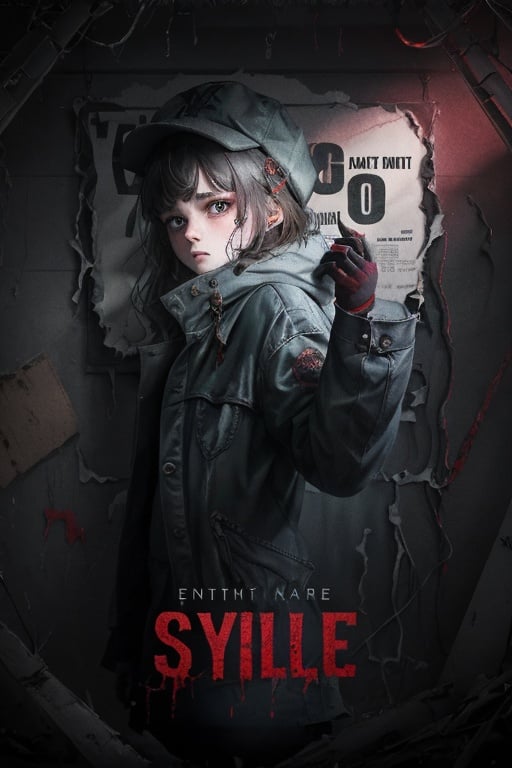 e style thriller poster,1girl, solo,red character name(bottom),red character name(bottom),<lora:1999-d-1-000025:0.7>