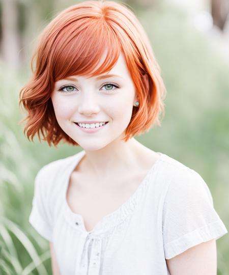 <lora:lit:0.7> high keyredhead girl, smiling, pixie haircut