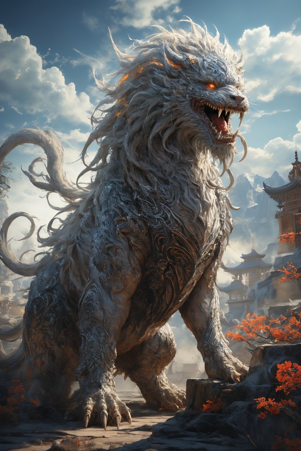 <lora:dahuangdongjing_20230717143530-000008:0.7>,dahuangdongjing,masterpiece,ultra high resolution,exquisite details,open your mouth,sharp teeth,