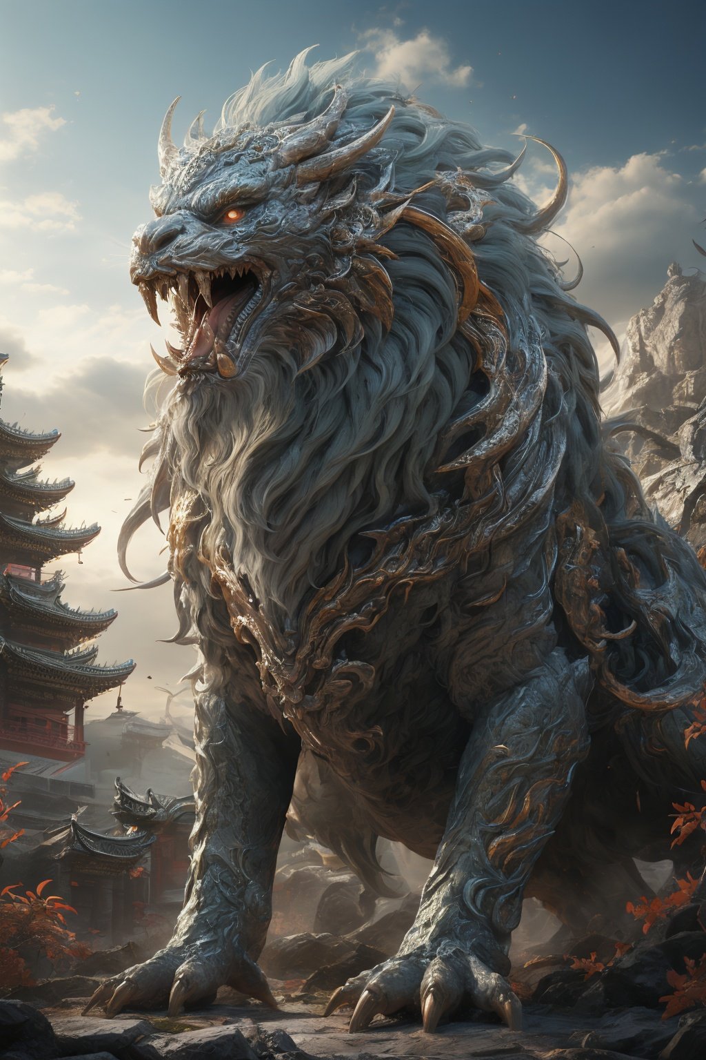 <lora:dahuangdongjing_20230717143530-000008:0.7>,dahuangdongjing,masterpiece,ultra high resolution,exquisite details,open your mouth,sharp teeth,