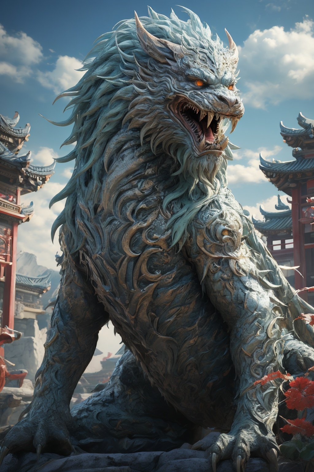 <lora:dahuangdongjing_20230717143530-000008:0.7>,dahuangdongjing,masterpiece,ultra high resolution,exquisite details,open your mouth,sharp teeth,