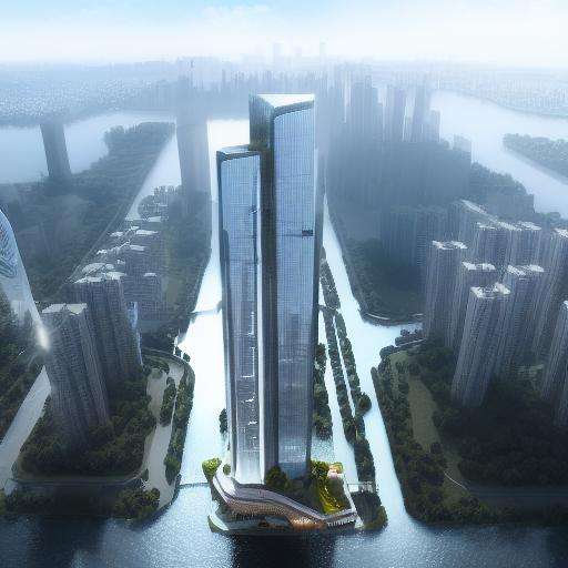river, city, super high-rise building,high resolution,hyper quality,full details