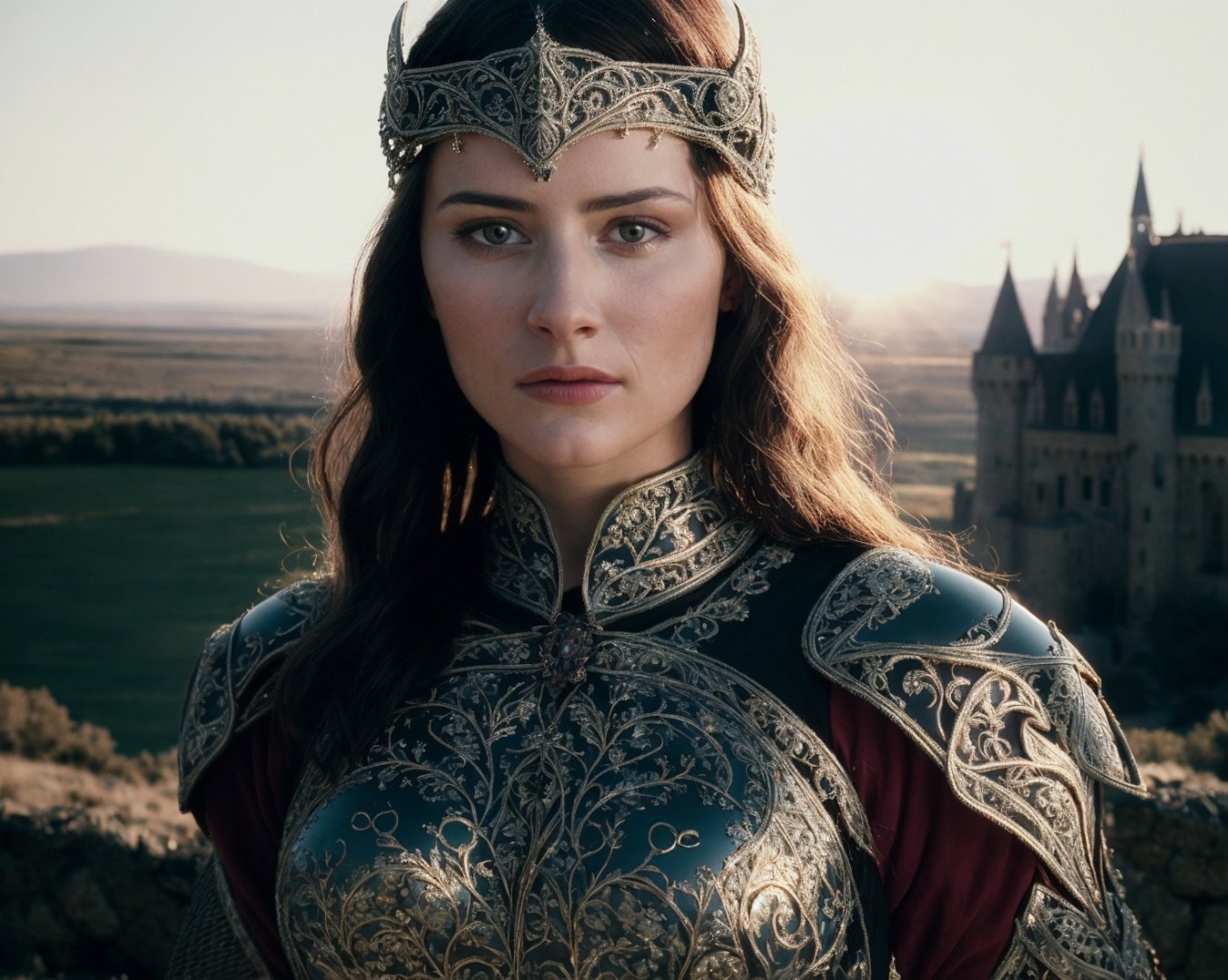 from lord of the rings  <lora:lord_of_the_rings_offset:1>, (masterpiece), (extremely intricate:1.3), (realistic), portrait of a girl, the most beautiful in the world, (medieval armor), metal reflections, upper body, outdoors, intense sunlight, far away castle, professional photograph of a stunning woman detailed, sharp focus, dramatic, award winning, cinematic lighting, octane render, unreal engine, volumetrics dtx