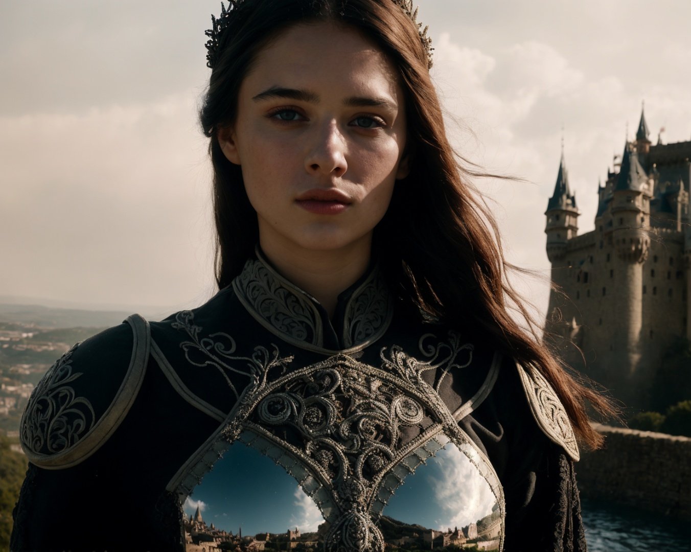 from Game of Thrones  <lora:game_of_thrones_offset:1>, (masterpiece), (extremely intricate:1.3), (realistic), portrait of a girl, the most beautiful in the world, (medieval armor), metal reflections, upper body, outdoors, intense sunlight, far away castle, professional photograph of a stunning woman detailed, sharp focus, dramatic, award winning, cinematic lighting, octane render, unreal engine, volumetrics dtx