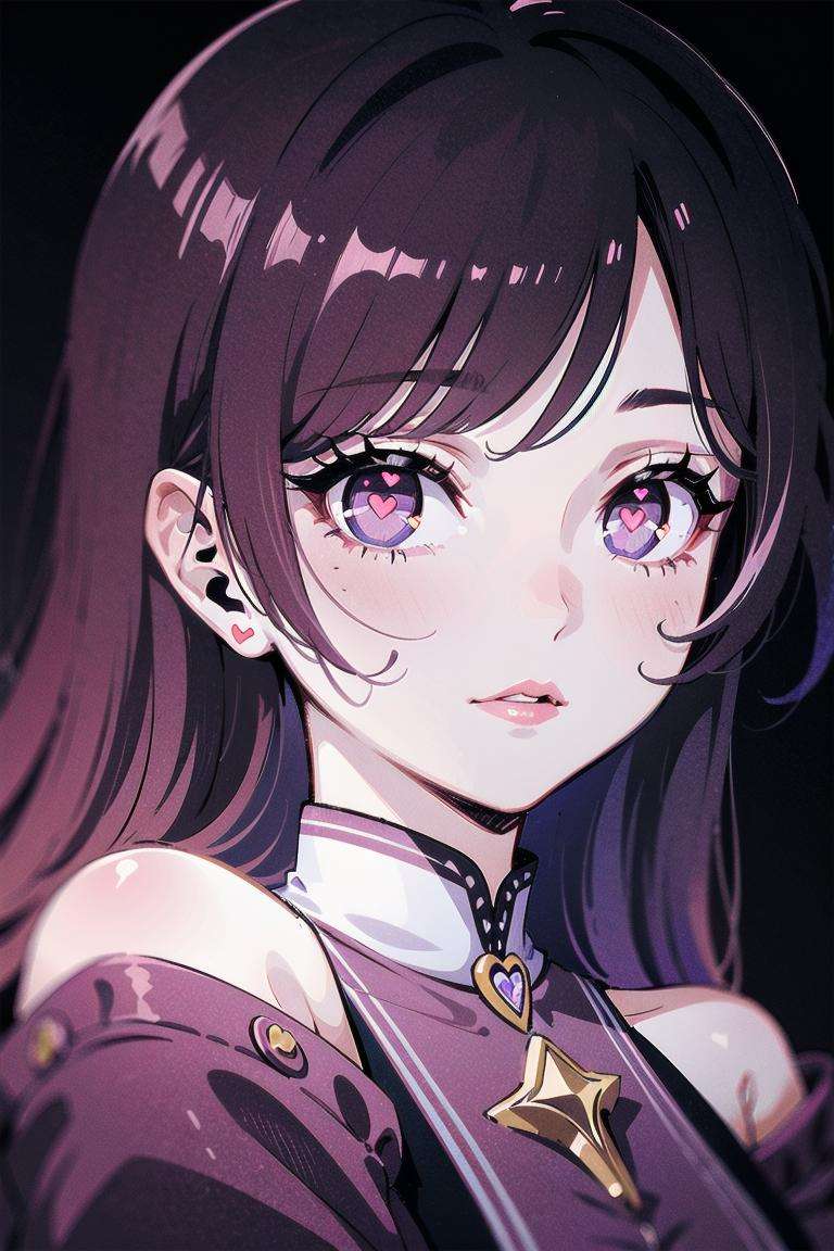 1girl,  <lora:heart_eyes_v1.0:1>,upper body, heart-shaped_pupils, masterpiece, best quality, extremely detailed face, sharp details, high contrast,