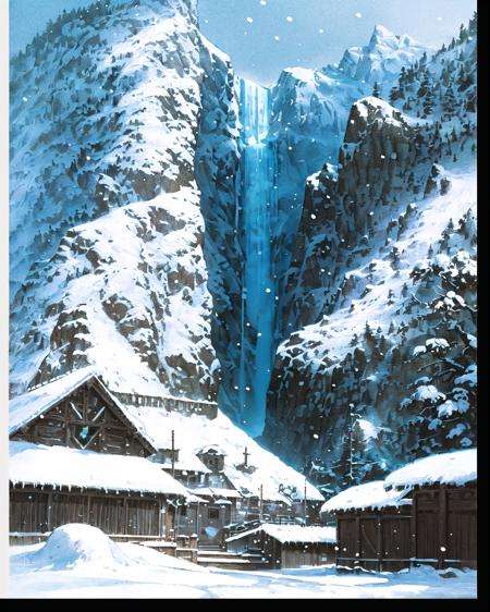 black_border, building, city, day, fantasy, ice, landscape, letterboxed, mountain, ocean, outdoors, planet, scenery, ship, snow, snowing, water, watercraft, waterfall, winter, <lora:EMS-13702-EMS:1>