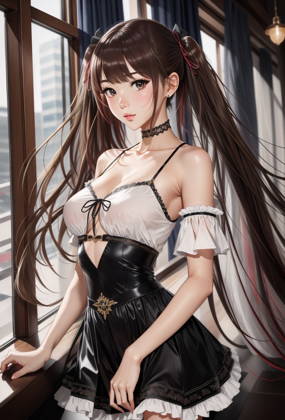 SSSR,((masterpiece)),((best quality)),8k,high detailed,ultra-detailed,1girl, solo, long hair, twintails, looking at viewer, breasts, <lora:sssrV5-000009:0.8>