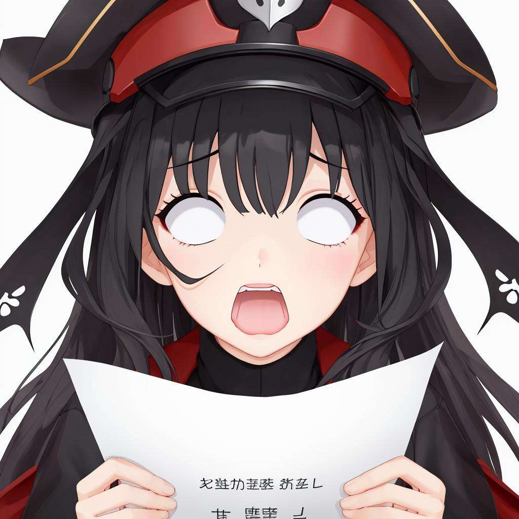 <lora:SurprisedBlankEyes_V1.6:1>1girl, blank eyes, surprised, open mouth, wavy mouth, holding paper, white background, simple background