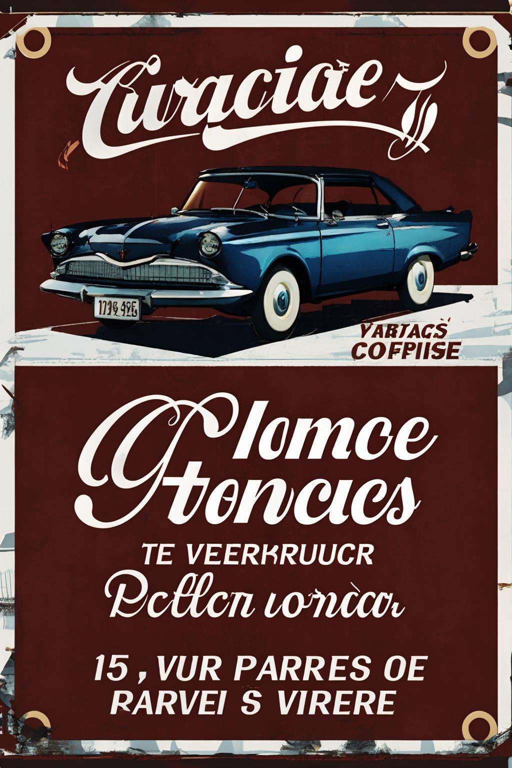 english_text, red_background, cup, no_humans, parody, cover, ground_vehicle, motor_vehicle, teacup, logo, car, vehicle_focus, coffee, logo_parody, vintage ad style<lora:ad:1>