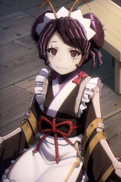 (((picture perfect))), (absurdres), 1girl, solo, <lora:entoma-overlord:0.8>, entoma vasilissa zeta, maid, kimono, maid headdress, looking at viewer,