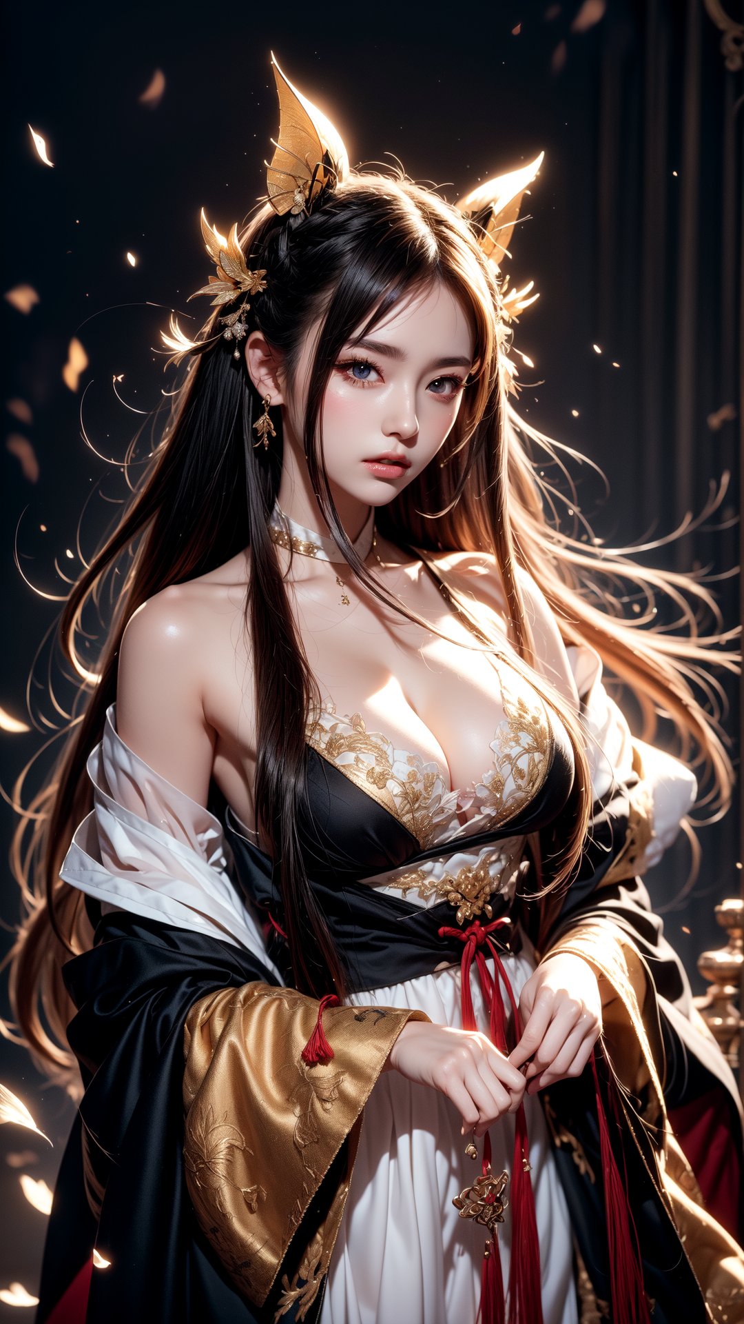 muelsyse (arknights),1girl, solo,hanfu,chinese clothes,splatter background, holding sword, best quality, amazing quality, very aesthetic, absurdres