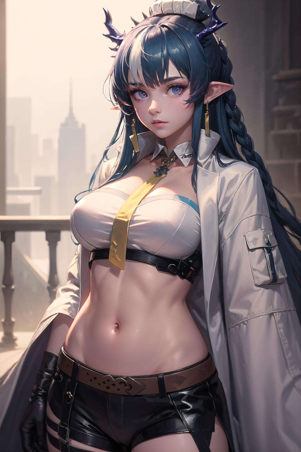 (highly detailed:1.3),1girl,solo,<lora:ak_ling-10:1>,ak_ling,navel, Ultra-detail,(highres:1.1),best quality,(masterpiece:1.3),cinematic lighting,