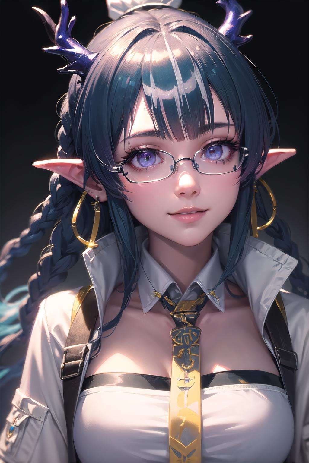 (highly detailed:1.3),1girl,solo,<lora:ak_ling-10:1>,ak_ling,light smile,semi-rimless eyewear,upper body, Ultra-detail,(highres:1.1),best quality,(masterpiece:1.3),cinematic lighting,(highly detailed face and eyes:1.3),