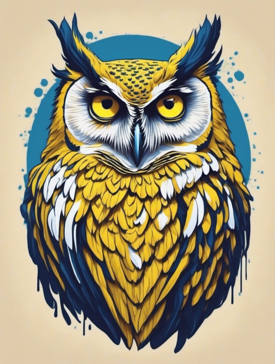 Leonardo Style, illustration, no humans, looking at viewer, yellow eyes, solo, portrait,vector art, owl<lora:leonardo_illustration:1>