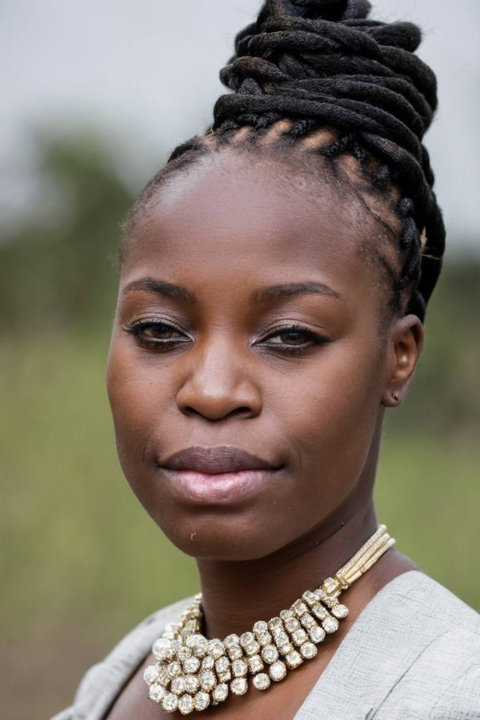 photo of a woman, Zimbabwean, braids in elaborate updo, economist