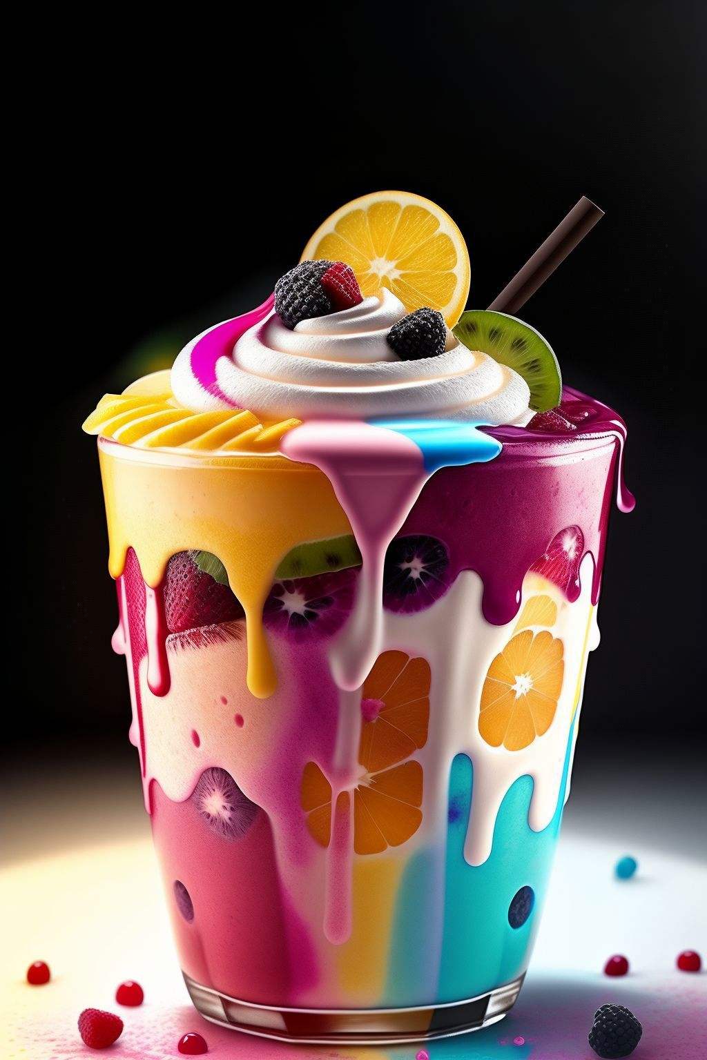 mixed fruit milkshake π hyper realistic, dramatic lighting <lora:splashes_v.1.1:1>