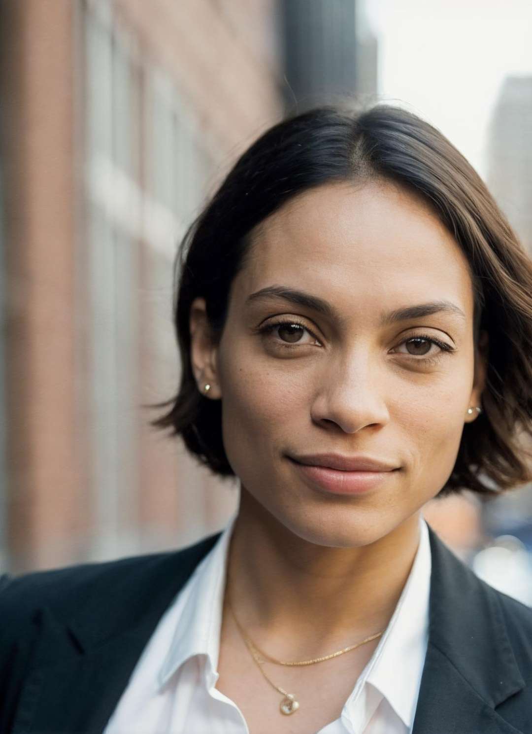 photo of sks woman, pale skin, working class in new york city, upper body, detailed skin, 20 megapixel, canon eos r3, detailed skin, detailed, detailed face, <lora:lora_rosario_v1_from_v1_160:1>