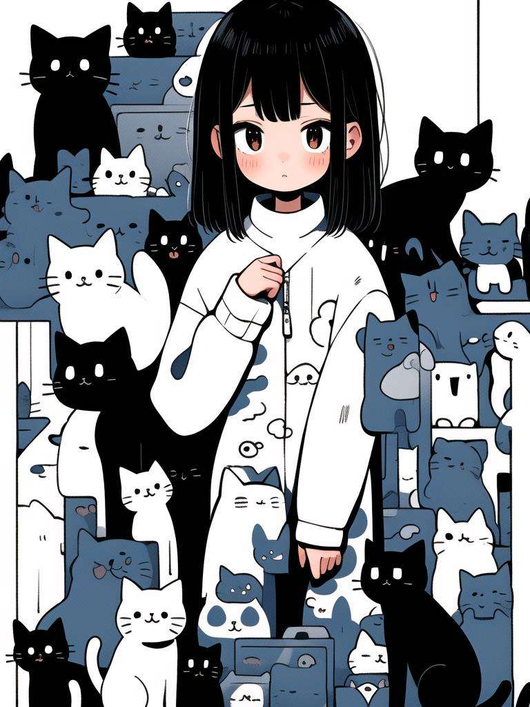 masterpiece,best quality,1girl,cat,long sleeves,