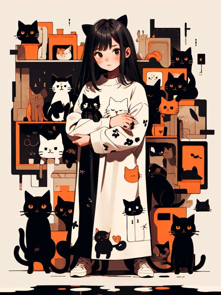 masterpiece,best quality,1girl,cat,long sleeves,