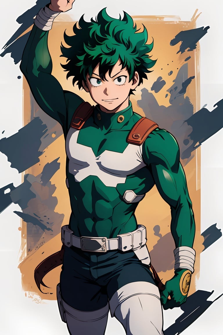 (best quality, masterpiece), 1boy, boku no hero academia, midoriya izuku,