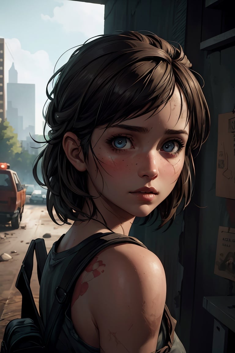 (best quality, masterpiece), 1girl, upper body, last of us, looking at viewer, Ellie