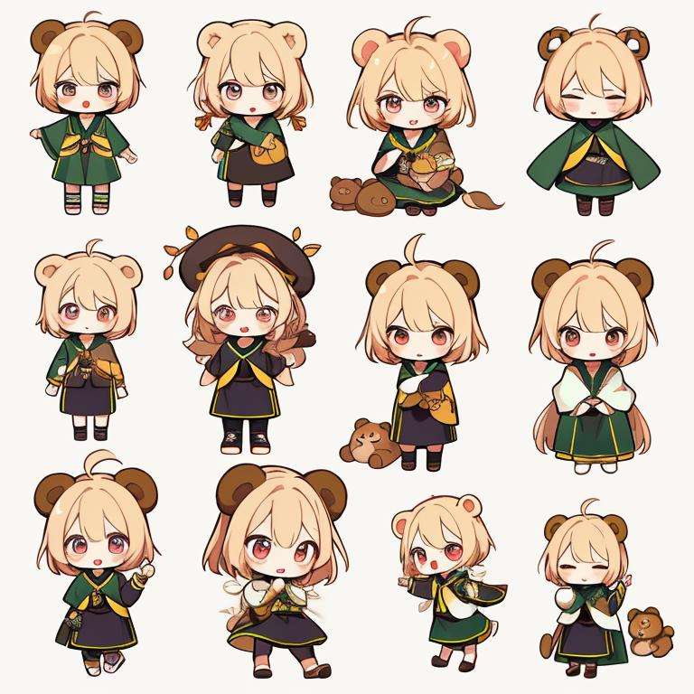 biaoqing,emoji,stickers,bear,simple background,chibi,masterpiece,best quality,highly detailed,<lora:some stickers:0.6>,