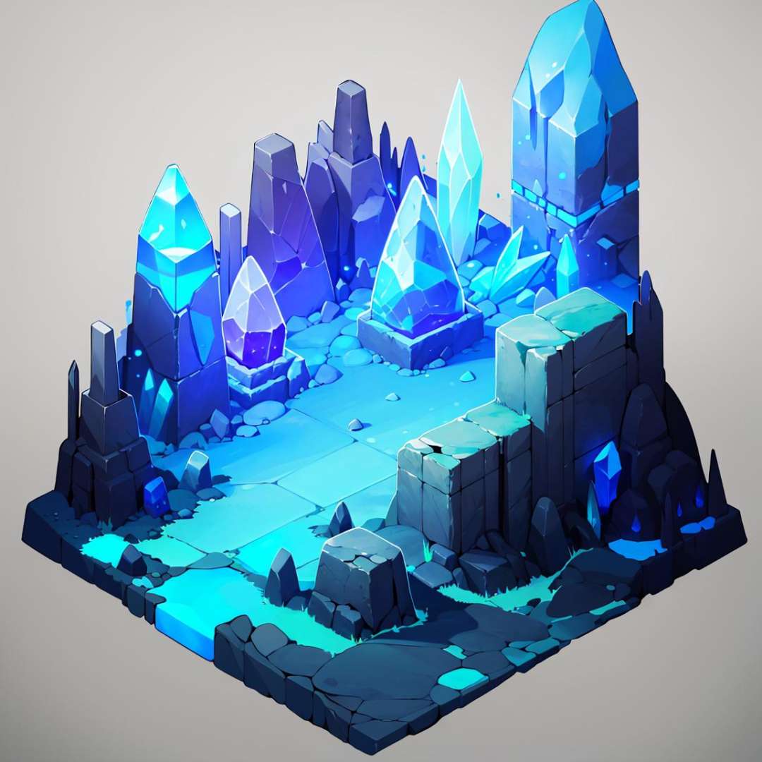 ((masterpiece,best quality)), absurdres <lora:Isometric_Setting:0.7>, Isometric_Setting, cave, crystal, magic, glowing, 