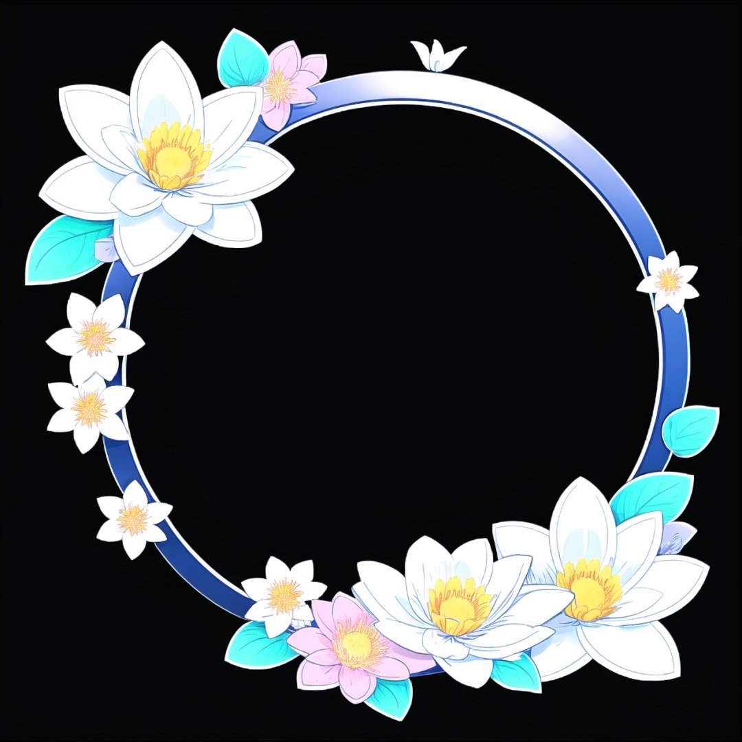 circle rounded avatar frame, in flowers, ultra detailed, intricate, white background, simple background,circleframe