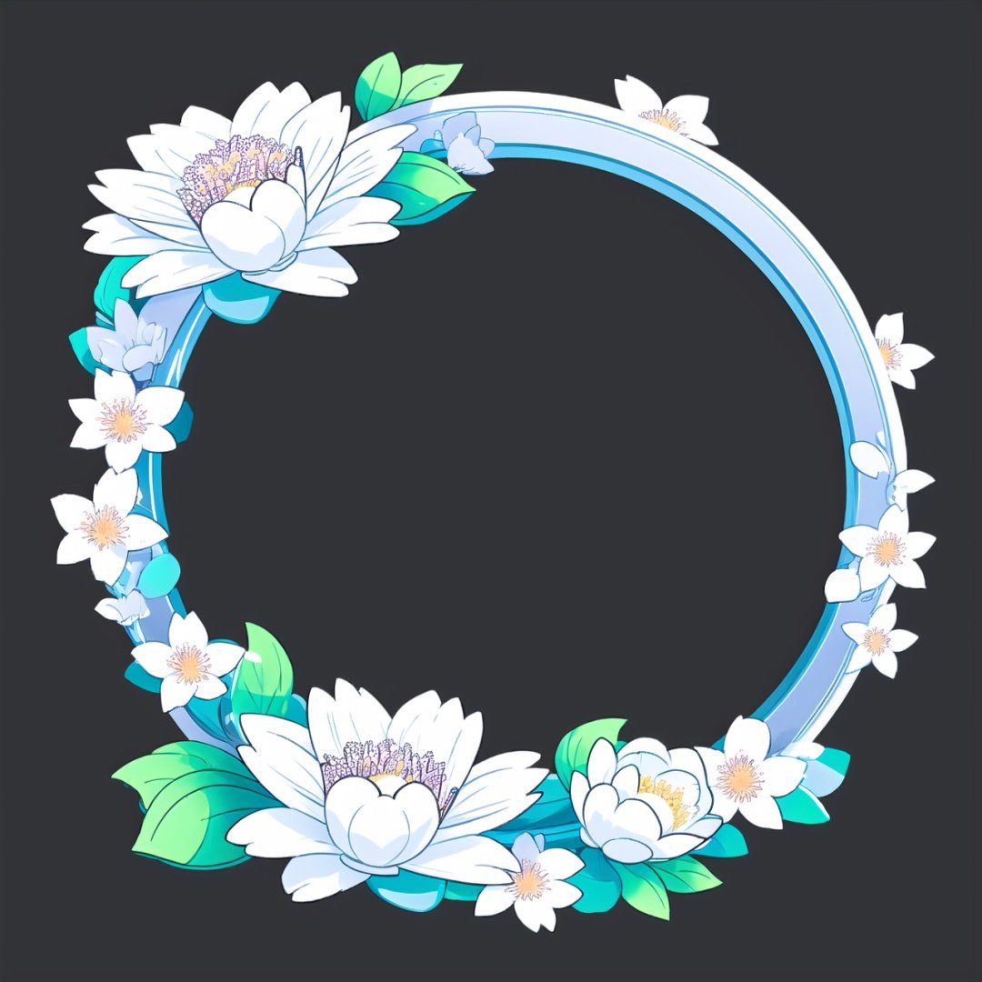 circle rounded avatar frame, in flowers, ultra detailed, intricate, white background, simple background,circleframe