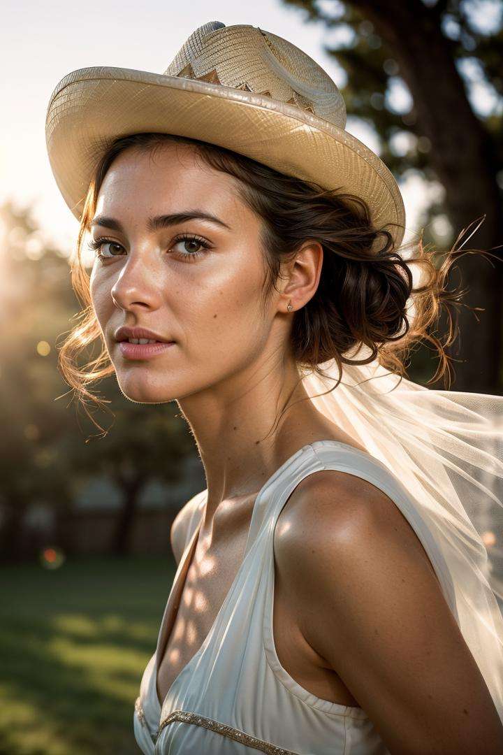 (dynamic pose:1.2),(dynamic camera),photo RAW,(outdoor,(close-up:1.2) a cowgirl is runnning away from her wedding Realistic, realism, hd, 35mm photograph, 8k), masterpiece, award winning photography, natural light, perfect composition, high detail, hyper realistic