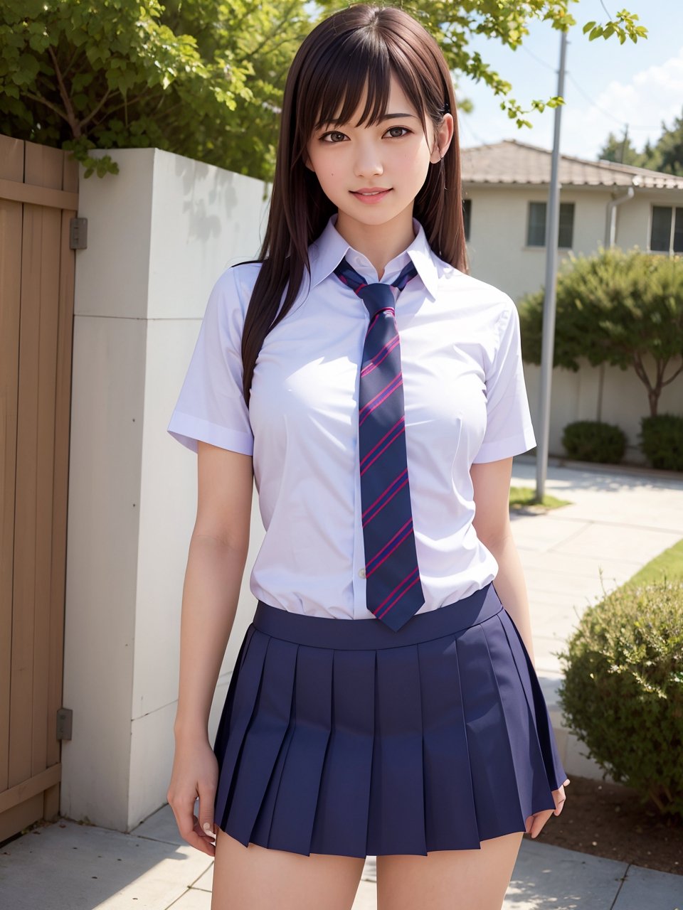 (best quality,masterpiece:1.2),ultra detailed,(photo realistic:1.4),high_school_girl,from below,lite smile,park