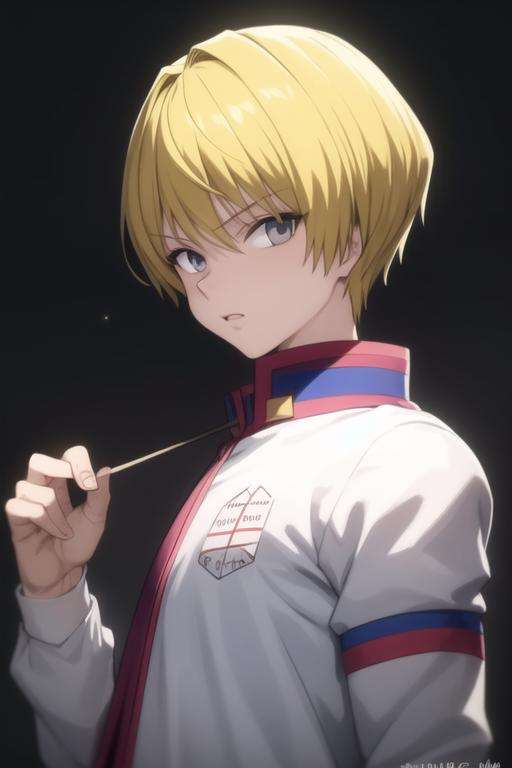 masterpiece, best quality, high quality, 1boy, solo, male focus, looking at viewer, upper body, <lora:kurapika:0.70>, kurapika