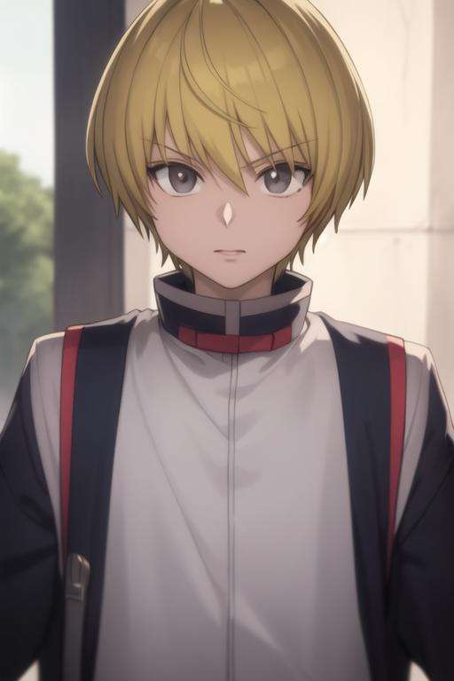 masterpiece, best quality, high quality, 1boy, solo, male focus, looking at viewer, upper body, <lora:kurapika:0.70>, kurapika