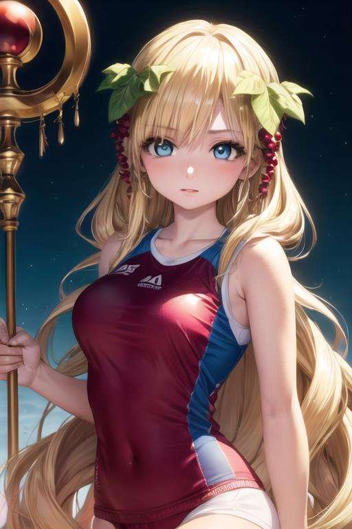 masterpiece, best quality, high quality, 1girl, solo, looking at viewer, upper body, <lora:scheherazade_magi:0.74>, scheherazade_magi, blonde hair, 1girl, long hair, blue eyes, sportswear