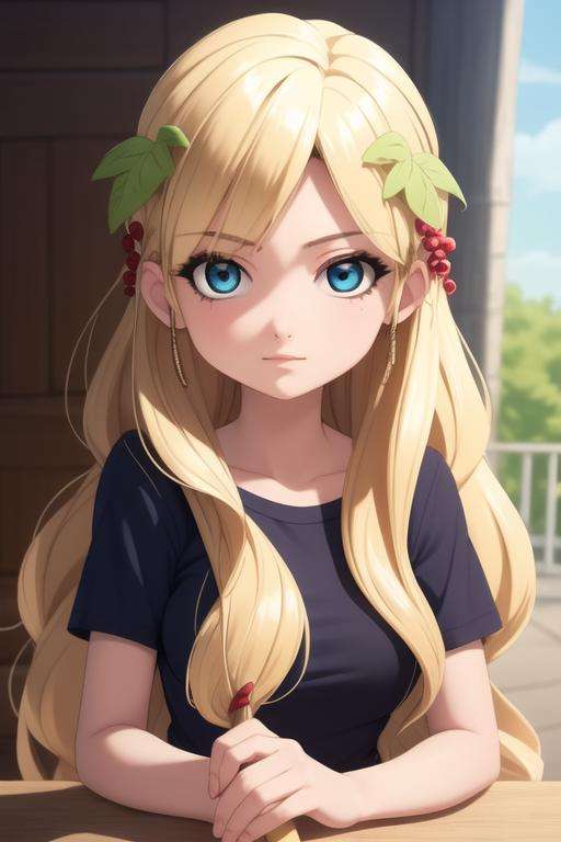 masterpiece, best quality, high quality, 1girl, solo, looking at viewer, upper body, <lora:scheherazade_magi:0.64>, scheherazade_magi, blonde hair, 1girl, long hair, blue eyes, shirt