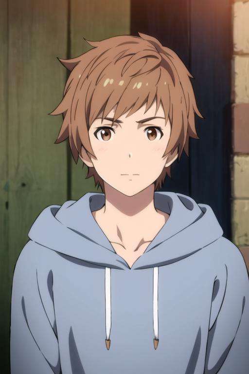 masterpiece, best quality, high quality, 1boy, solo, male focus, looking at viewer, upper body, <lora:gran:0.78>, gran, brown hair, brown eyes, realistic, hoodie