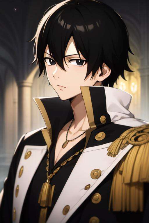 masterpiece, best quality, high quality, 1boy, solo, male focus, looking at viewer, upper body, <lora:zeref:0.70>, zeref, black hair