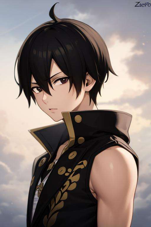 masterpiece, best quality, high quality, 1boy, solo, male focus, looking at viewer, upper body, <lora:zeref:0.70>, zeref