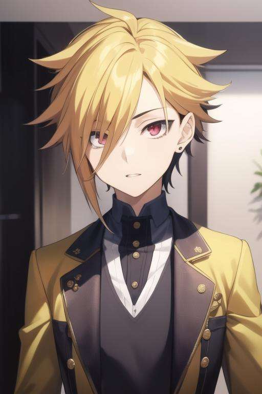 masterpiece, best quality, high quality, 1boy, solo, male focus, looking at viewer, upper body, <lora:kuga_terunori:0.70>, kuga_terunori, blonde hair, multicolor hair