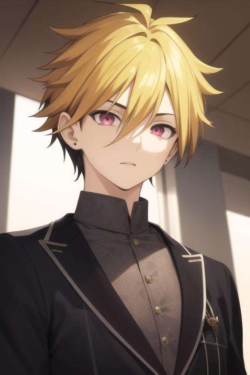 masterpiece, best quality, high quality, 1boy, solo, male focus, looking at viewer, upper body, <lora:kuga_terunori:0.70>, kuga_terunori, blonde hair, multicolor hair