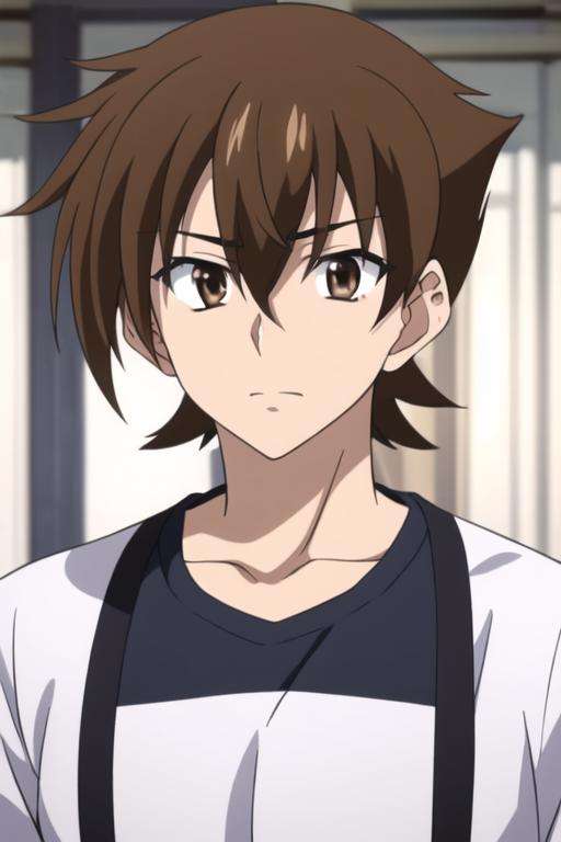 masterpiece, best quality, high quality, 1boy, solo, male focus, looking at viewer, upper body, <lora:issei_hyoudou:0.70>, issei_hyoudou, brown hair, brown eyes, hair between eyes, ,