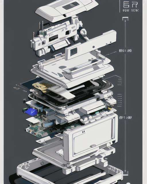 <lora:拆解:1>Disassembly diagram of a computer