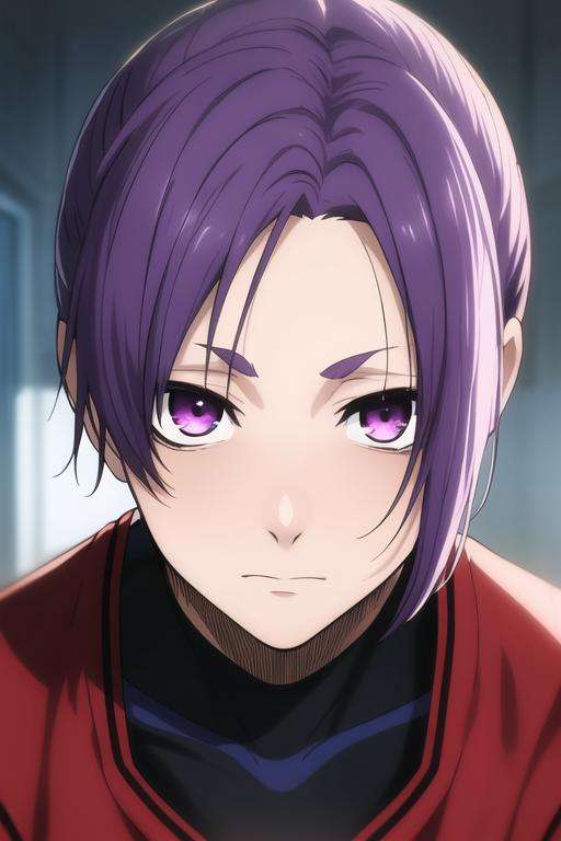 masterpiece, best quality, high quality, 1boy, solo, male focus, looking at viewer, upper body, <lora:mikage_reo:0.76>, mikage_reo, purple eyes, purple hair,